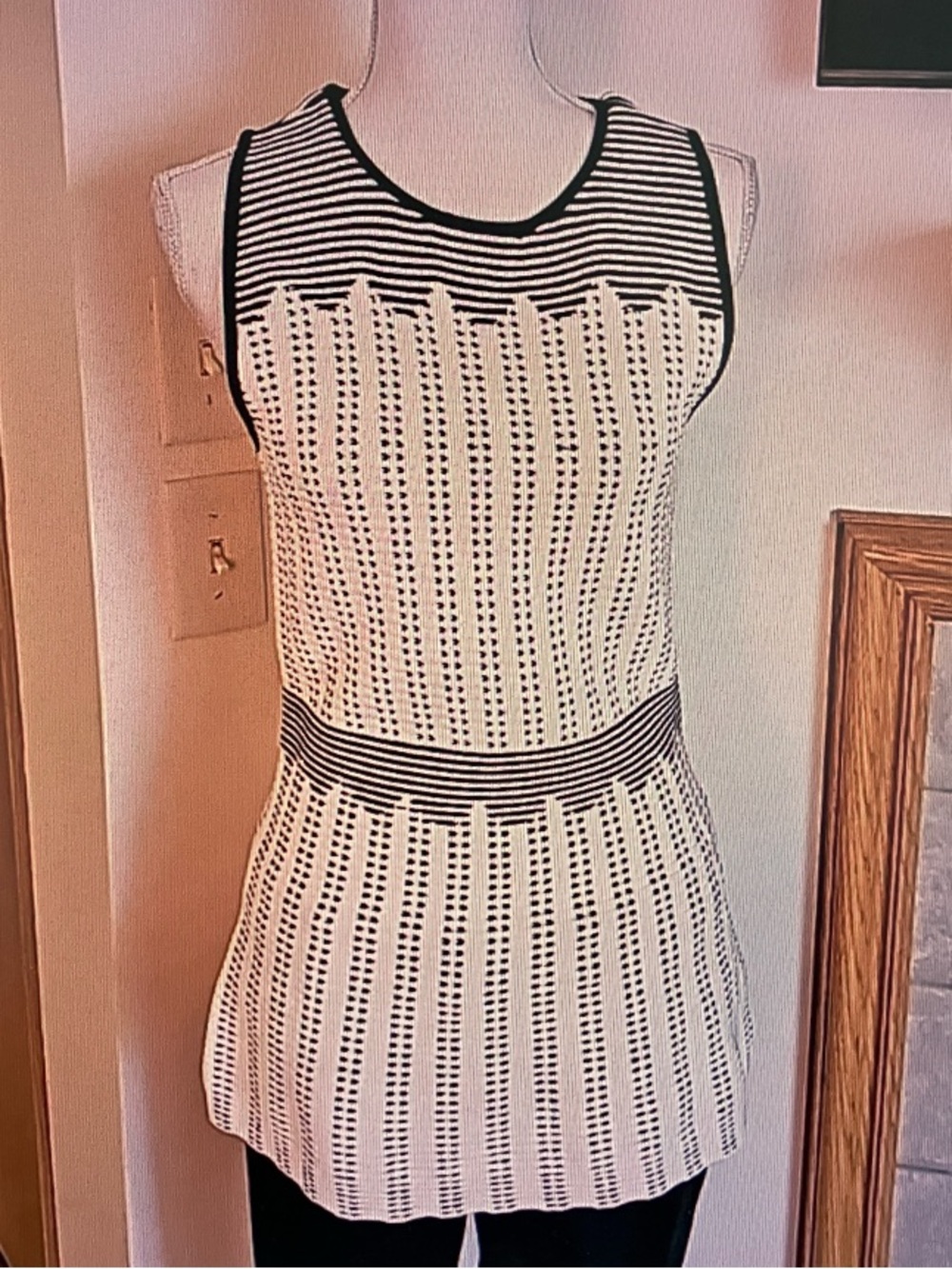 White House Black Market Navy V-Neck Short Sleeve Top with Strappy Back